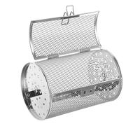 PATKAW Panier Rôtisserie en Acier Inoxydable, 360° Rotatif, pour Cuisson | Ouverture Mobile Facile, Trous Latéraux, Support à Axe Pivotant, Usage Four pour Fruits Secs et Noix