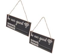 PATKAW Panneau de Mot de Passe Wifi Réutilisable en Bois 2pcs Style Tableau Noir Partage Pratique et Résistant Décoloration pour Cafés et Hôtels