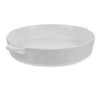 PATKAW Plat à Four Rond en Céramique Cuisson Uniforme Blanc Double Poignée lors Service Quotidien pour Pizza et Fruits