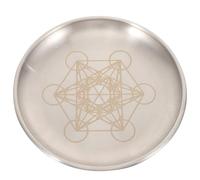 PATKAW Plateau Décoratif Argenté en Fer Surface Lisse Bavure, Assiette Porte-Bougie Rituelle pour Décoration et Bureau