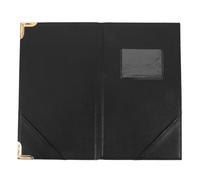 PATKAW Porte-menu Résistant à L'usure Quotidienne en Cuir Pu Noir Fentes Intégrées Surface Mate Élégante et Design Simple pour Hôtel et Bar
