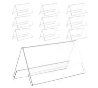 PATKAW Porte-plaque de Bureau en Pet Transparent 10 Pièces Double Face et Dossier Incliné Horizontal pour Réunions et Affichage Organisé des Places