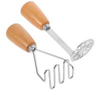 PATKAW Presse-purée Facile à Nettoyer Lot de 2pcs en Acier Inoxydable Manuel avec Poignée en Bois Ustensile Cuisine pour Pommes de Terre et Aliments pour Bébé