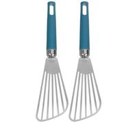 PATKAW Spatule à Poisson en Acier Inoxydable 2pcs Design Ajouré Bleu, Facile à Nettoyer, Ustensiles Cuisine Résistants pour Cuisson et Grillades