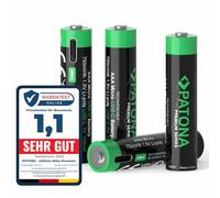 PATONA 1409 Lot de 4 Piles Micro AAA Rechargeables USB-C 1,5 V 750 mWh | Capacité 500 mAh, recharge via entrée USB-C 100 mA, câble de charge USB-C avec 2 ports inclus
