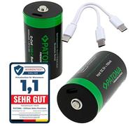 PATONA 2X Premium LR20 Pile D 1,5V 6,0Wh, Rechargeable par USB-C