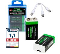 PATONA 4X Premium 9V Block Batterie 6F22 3.6Wh 500mA, Rechargeable Via