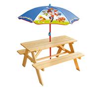 PAT'PATROUILLE Table Pique-Nique H.53 X L.95 X P.75 cm avec Parasol H.125 X Ø 100 cm pour Enfant