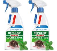 Patronus Répulsif Anti Souris & Anti Rat [250ml] - Usage Intérieur & Extérieur, Non Tachant - Éloigne les rongeurs avec la Menthe Poivrée ultra Concentrée - Anti Souris et Rats Puissant (Lot de 2)