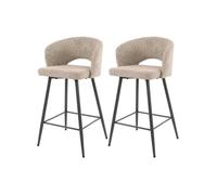 Lisa Design Tabourets de bar Pattaya - lot de 2 en tissu bouclette Sable