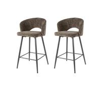 Pattaya - lot de 2 tabourets de bar - en tissu texturé - Marron