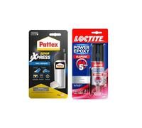 Pattex 100% Pâte à réparer multi-usages, Pâte epoxy bi-composante & Loctite Colle Power Epoxy Rapide 5 Minutes 25 ml, Colle epoxy réajustable, colle forte résistante avec seringue auto-mélangeuse