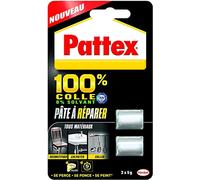 Pattex 100% Pate à Réparer Multi-usages, Pate Epoxy Bi-composante Pour Collages Sur Multiples Matériaux, Permet De Reconstituer De La Matière, Pte Peignable & Ponçable, 2 X