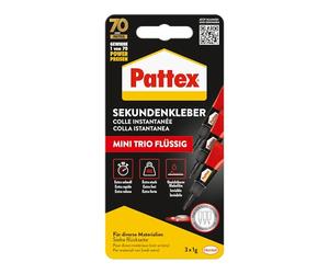 Pattex 1866689 Colle à prise rapide "Mini Trio" 1 g, Noir/rouge, Set de 3 Pièces