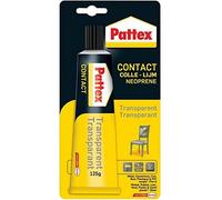 Pattex Colle contact type néoprène- Formule transparente tous matériaux- Tube 125 gr