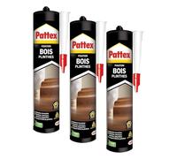 PATTEX Colle de fixation sans solvant, Colle acrylique ultra-puissante - Bois Plinthes, cartouche de 380g (Lot de 3)