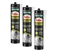 PATTEX Colle Fixation PRO200, mastic de fixation polymère à très fort maintien immédiat, intérieur et extérieur, coloris blanc, cartouche 480 g (Lot de 3)