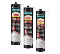 PATTEX Colle Fixation PRO300, mastic de fixation polymère haute résistance, intérieur et extérieur, colle et jointe, coloris blanc, cartouche 410 g (Lot de 3)