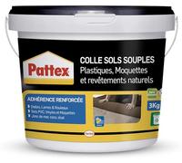 PATTEX Colle sols souples plastiques, moquettes et revêtements naturels - adhérence renforcée, formule sans solvant - Seau 3 kg