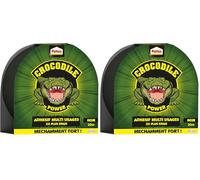 Pattex Crocodile Power | Adhésif Multi-Usages Noir (rouleau de 20 m) - Ruban adhésif extra fort résistant à l'eau - Rouleau adhésif pour maintien durable (Lot de 2)