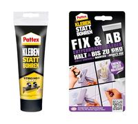 Pattex Kit de colle de montage Coller au lieu de percer 250 g, Strong & Easy, pour des collages cristallins et coller au lieu de percer Fix & Ab 44 g, colle forte qui tient jusqu'à 6 kg