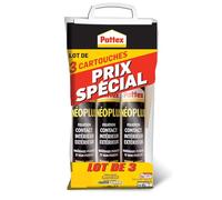 PATTEX Néoplus Colle de Fixation type néoprène - Lot de 3 Cartouches de 390g - Tous matériaux, intérieur et extérieur, prise immédiate