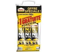 PATTEX Ni clou ni vis chrono - Lot de 2 cartouches 310ml 380g + 1 gratuits Blanc G