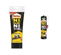 Pattex Ni Clou Ni Vis Extra Fort et Rapide, Colle Blanche, 260g & Ni Clou Ni Vis Extra Fort & Rapide, colle de fixation surpuissante, colle rapide qui permet une prise instantanée, cartouche 380 g