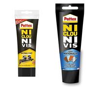 Pattex Ni Clou Ni Vis Extra Fort & Rapide, Colle de Fixation Surpuissante Blanche, Tube 260 g & Tous Matériaux, Mastic Blanc, Tube 142 g