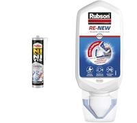 Pattex Ni Clou Ni Vis | Fix Crystal (cartouche de 290 g) - Colle de fixation extra forte & Rubson RE-NEW Blanc (1 x 80ml), mastic sanitaire blanc à base de silicone, s'applique sur le joint