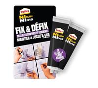 Pattex Ni Clou Ni Vis Fix & Défix, Colle forte, Décollable, 2 Tubes de 44g | Maintien jusqu'à 6 kg, Fixation murale sans percer, Se décolle sans abîmer, Fonctionne sur matériaux poreux et non poreux