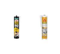 Pattex Ni Clou Ni Vis Fix Idéal Bois (cartouche de 380 g) - Colle de fixation à main & Sika - SikaSeal-188 Finition intérieur, Blanc, Mastic acrylique pour joints de finitions, plinthes, calfeutrement