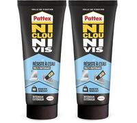 Pattex Ni Clou Ni Vis(tube de 142 g) Fix Multi Matériaux Intérieur et Extérieur, colle de fixation, colle forte tous supports, mastic blanc (Lot de 2)