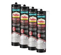 Pattex PL300, Colle de Fixation Polymère, Colle et Jointe, tous Matériaux, Intérieur et Extérieur, Blanc, Cartouche de 410 G (Lot de 4)