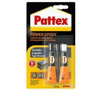 Pattex Power Epoxy Acier Liquide, Colle époxy à Deux Composants Couleur métal à Base de résine époxy, adhésif époxy Fort pour métaux et Autres matériaux, 2x15g