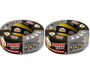 Pattex Power Tape, Ruban adhésif gris de 50m, extra fort pour charges lourdes, Bande adhésive toilée tous supports, Rouleau adhésif étanche (Lot de 2)