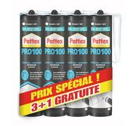 Pattex Colle de fixation PL100 – Acrylique blanche – Lot 3+1 (3×380 g)