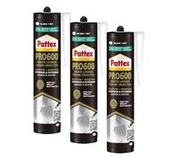Pattex PRO600 Objets Lourds Blanc, colle forte intérieur & extérieur, colle de fixation à forte adhérence, colle tous matériaux avec maintien immédiat, cartouche 460 g (Lot de 3)