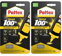 Pattex Repair 100% Colle Multi-usages, colle forte transparente pour tous types de travaux à l’intérieur et l’extérieur, colle liquide multi- matériaux, 100 g (Lot de 2)