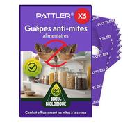 PATTLER® Guêpes Anti Mite Alimentaires - Lutte Efficace Contre Les Mites. Alternative Aux Pièges, Sprays et Pièges à Phéromones - 5 Cartes à Déployer avec 4 Livraison