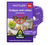 PATTLER® Guêpes Anti Mite Alimentaires - Lutte Efficace Contre Les Mites. Alternative Aux Pièges, Sprays et Pièges à Phéromones - 6 Carte à Deployer avec 1 Livraison