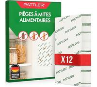 PATTLER Piege Mites Alimentaires Puissant à phéromone - 12 Pièces. Anti Mites Alimentaires sans Insecticide pour Garde-Manger et Cuisine. Capture e Contrôle des Infestations de Mites Alimentaires.