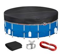 PATWING Bâche de Piscine Ronde Ø 462 pour Ø410-457cm, UV-Résistante pour INTEX & BESTWAY, Tendeur de Câble Métallique avec Câble en Acier pour Protection Solaire