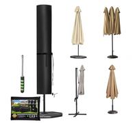 PATWING Housse Parasol Deporte 600D Oxford Imperméable，Noir：230x67x67cm | Avec Tige De Support, Résistante Aux Intempéries, Anti-Poussière, Coupe-Vent, Pour Parasols Déportés Extérieurs