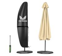 PATWING Housse Parasol Deporte 600D Oxford Imperméable，Noir：265x40x70/50cm | Avec Tige De Support, Résistante Aux Intempéries, Anti-Poussière, Coupe-Vent, Pour Parasols Déportés Extérieurs