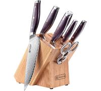 PAUDIN Bloc à couteaux damas 8 pièces avec manche en bois Set de couteaux de cuisine