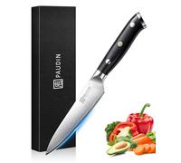 PAUDIN Couteau damassé 13 cm multifonction avec manche ergonomique G10 en acier de Damas pour poissons, légumes, fruits