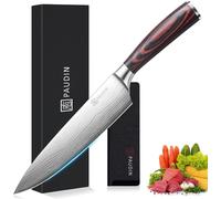 PAUDIN, couteau de cuisine, lame de 20 cm. Couteau de chef professionnel, couteau polyvalent en acier inoxydable carbone de haute qualité, lame extra tranchante avec manche ergonomique