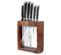 PAUDIN Messerblock mit Messer set, 7-teiliges Messerset mit Messerblock, scharfes Küchenmesser Set mit Holzblock, Profi Küchenmesserset mit Brotmesser aus Hochwertigem Edelstahl und ABS Griff