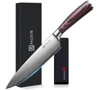 PAUDIN N1 Couteau de Chef Professionnel 20 cm – Couteau de type japonais – Couteau de Cuisine – Motif Damas – Avec Protège-Lame